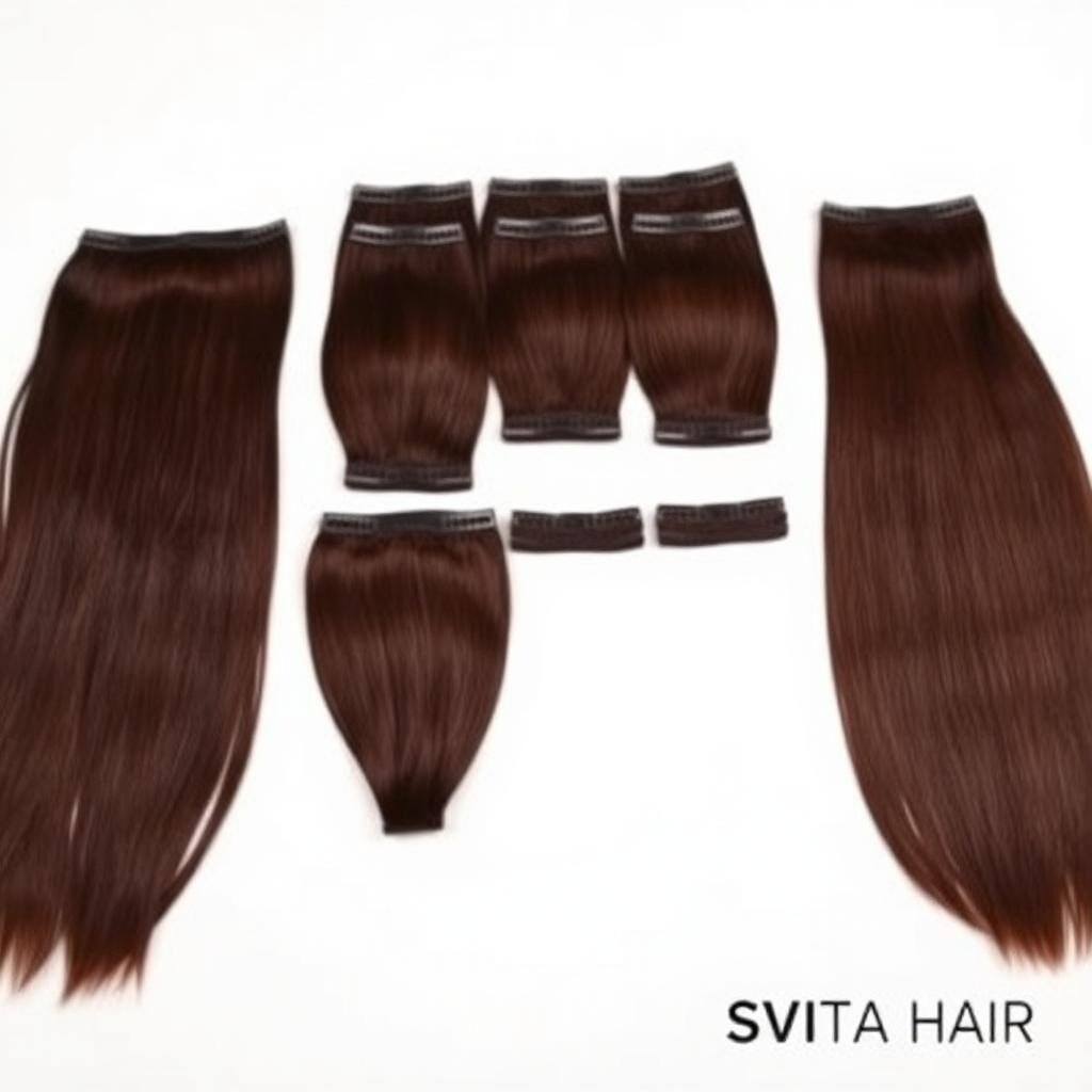 Wholesale 10-Set Deluxe Clip-In Extensions in Kanchibiya (Bangweulu Adjacent), Muchinga (Northeastern), Zambia — front view · 100% human hair extensions — wholesale from India · Suvita Hair