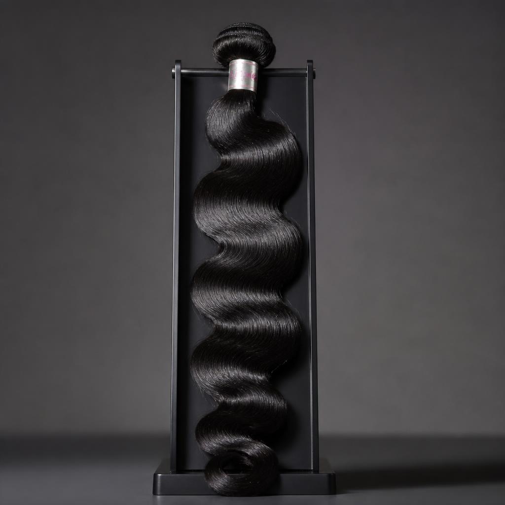 Wholesale 20" Body Wave Bundles in Gstaad (Saanenland), Bern, Switzerland โ front view ยท 100% human hair extensions โ wholesale from India ยท Suvita Hair
