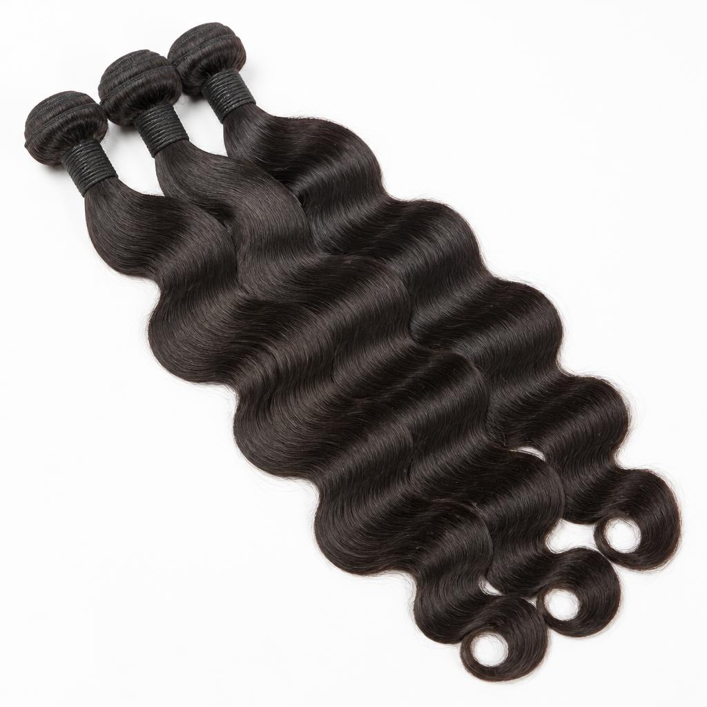 Wholesale 22" Body Wave Bundles in Setúbal, Portugal — front view · 100% human hair extensions — wholesale from India · Suvita Hair