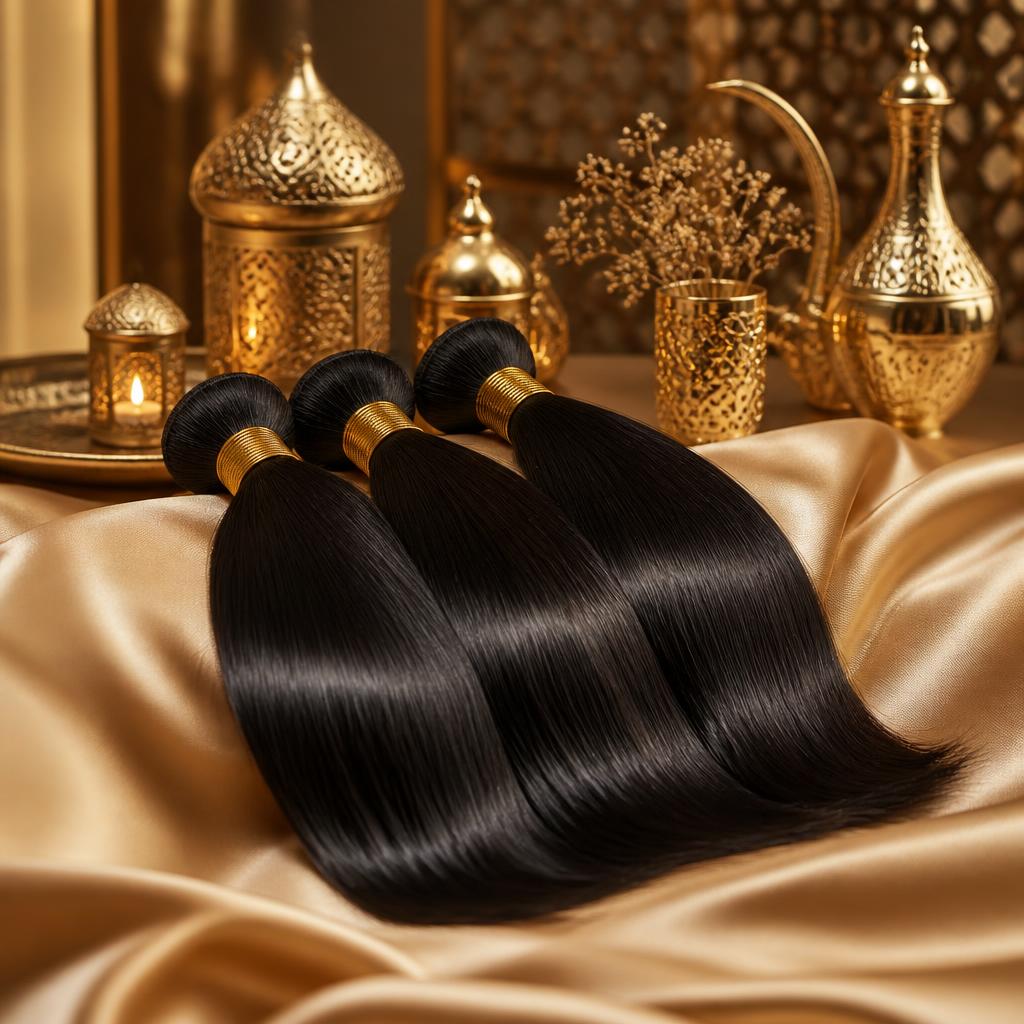 Wholesale Dubai Luxury Bundle Pack in Beit Mery, Mount Lebanon (Jabal Loubnan), Lebanon — front view · 100% human hair extensions — wholesale from India · Suvita Hair