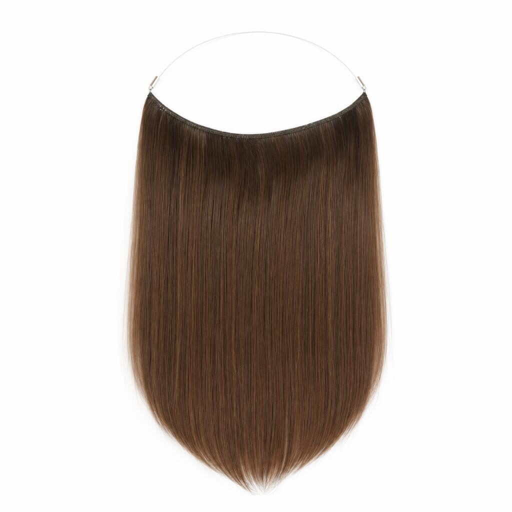 Wholesale Halo Wire Extensions in Mikkeli, Etelä-Savo (South Savo), Finland — front view · 100% human hair extensions — wholesale from India · Suvita Hair