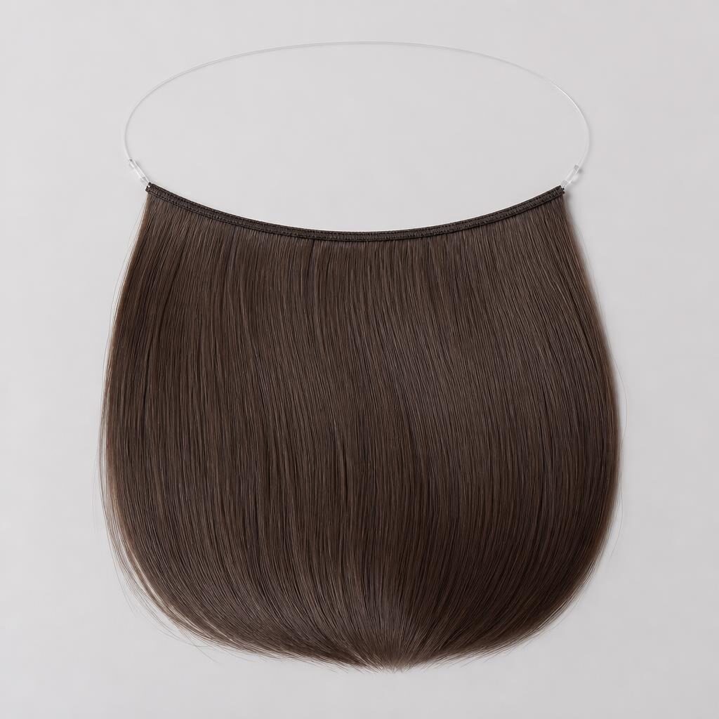 Wholesale Invisible Wire Extensions in Kranjska Gora, Kranjska Gora (Alpine Ski), Slovenia โ front view ยท 100% human hair extensions โ wholesale from India ยท Suvita Hair