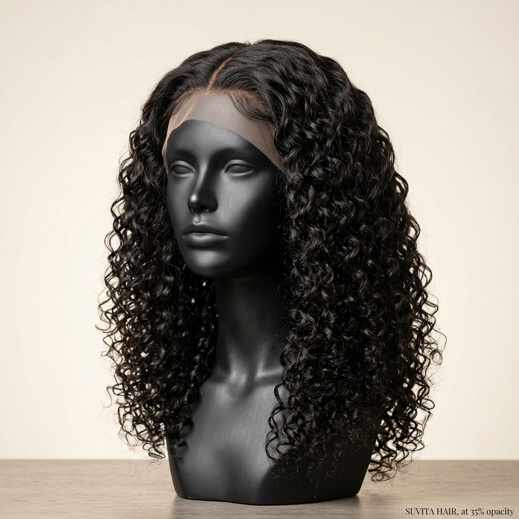 Wholesale Jerry Curl Lace Front Wig in Vouliagmeni (Athenian Riviera), Attica, Greece — front view · 100% human hair extensions — wholesale from India · Suvita Hair