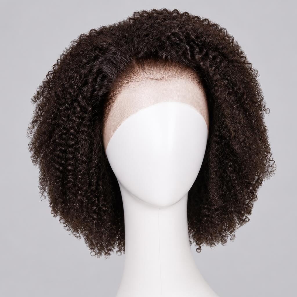 Wholesale Kinky Curly Lace Front Wig in Roskilde, Sjælland (Zealand), Denmark — front view · 100% human hair extensions — wholesale from India · Suvita Hair