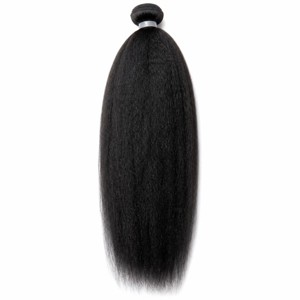 Wholesale Kinky Straight Yaki Bundles in Almadies (Westernmost Africa), Dakar (Capital Region), Senegal — front view · 100% human hair extensions — wholesale from India · Suvita Hair