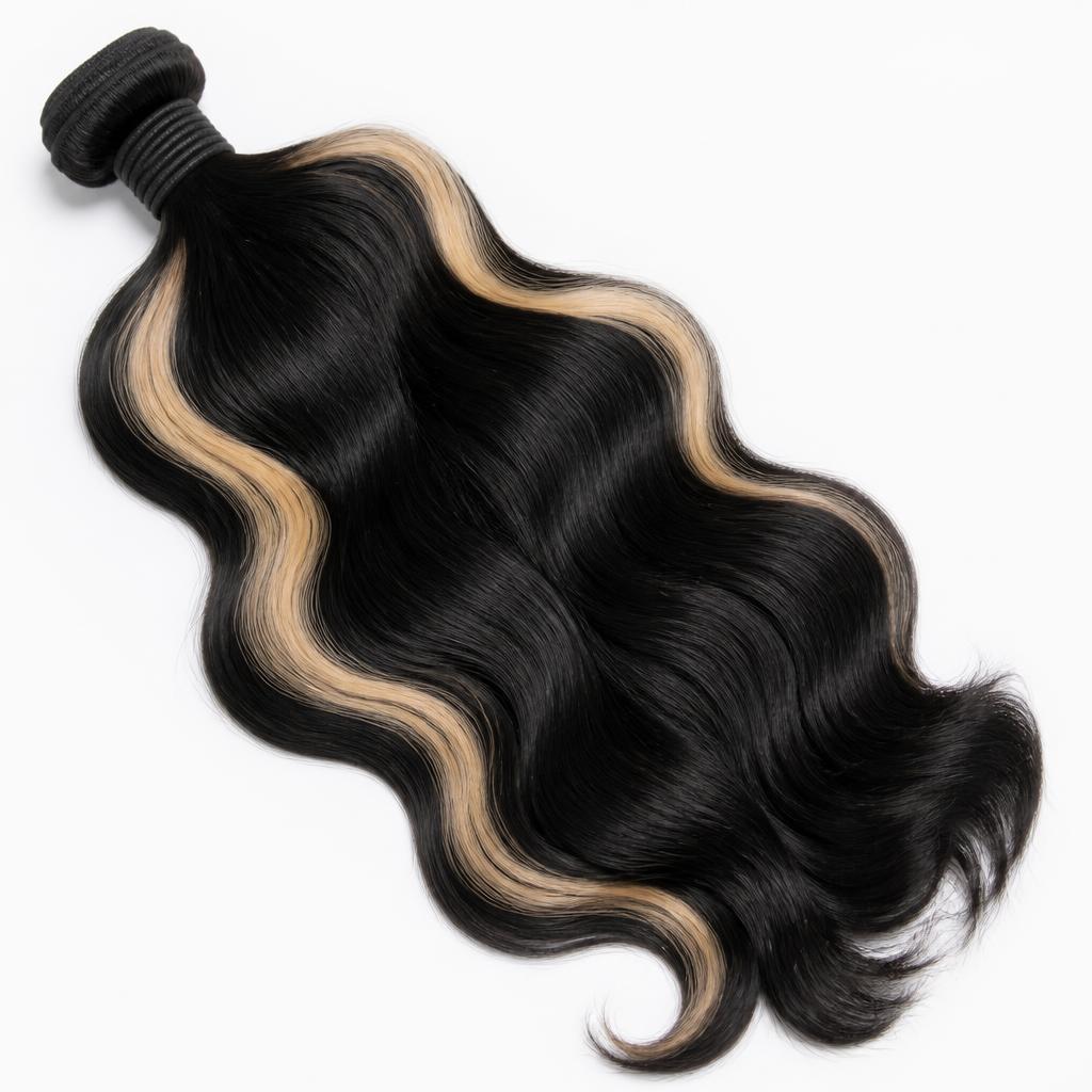 Wholesale Money Piece Highlight Bundles in Labadie (Royal Caribbean), Labadee (Royal Caribbean), Haiti — front view · 100% human hair extensions — wholesale from India · Suvita Hair