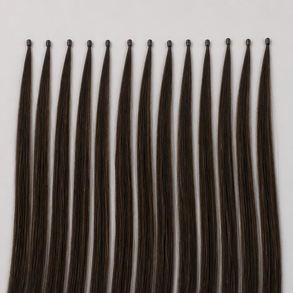 Wholesale Nano Tip Extensions in Oklahoma City, Oklahoma, USA โ front view ยท 100% human hair extensions โ wholesale from India ยท Suvita Hair