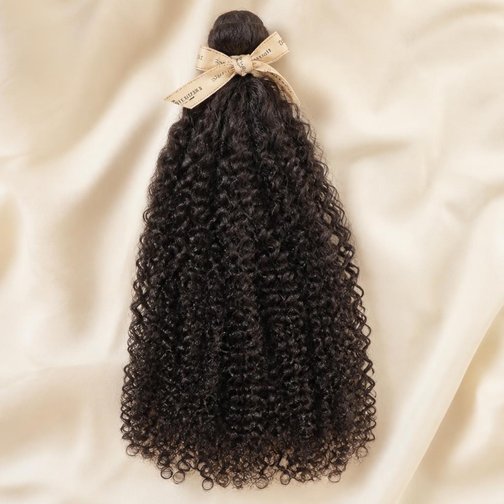 Wholesale Raw Burmese Curly Bundles in El Serrat (Ordino Alpine Village), Sorteny Valley (Nature Reserve), Andorra — front view · 100% human hair extensions — wholesale from India · Suvita Hair