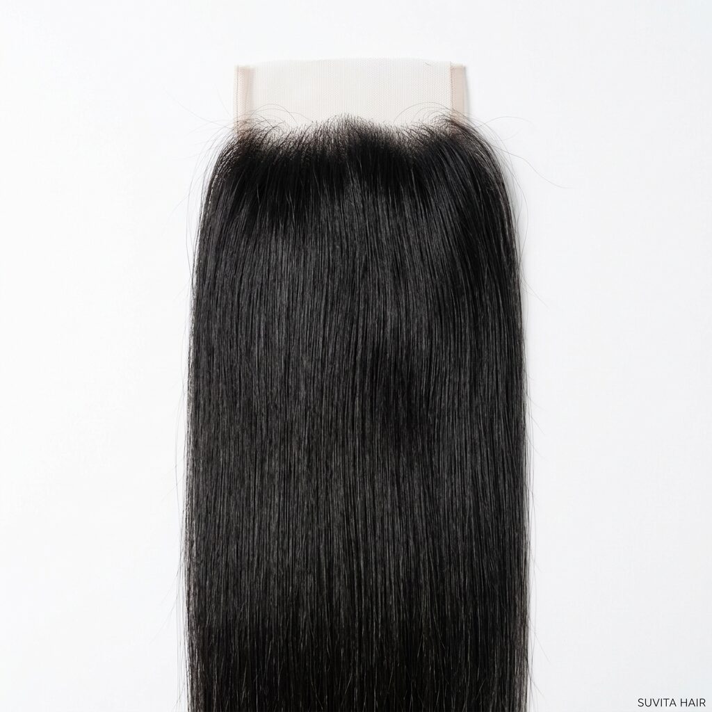 Wholesale Straight 4x4 Lace Closure in Gharyan (Troglodyte), Jabal al Gharbi (Nafusa Mountains), Libya โ front view ยท 100% human hair extensions โ wholesale from India ยท Suvita Hair