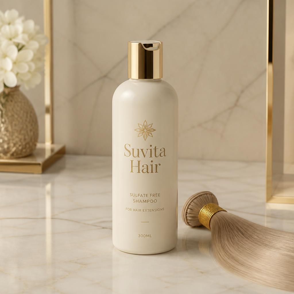 Wholesale Sulfate-Free Shampoo for Extensions in Kimihurura (Kigali Upscale), Kigali City (Capital), Rwanda — front view · 100% human hair extensions — wholesale from India · Suvita Hair