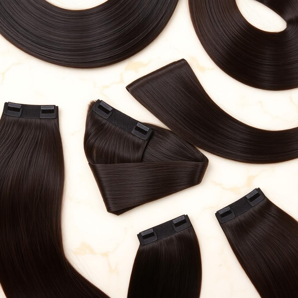 Wholesale Dark Brown #2 Tape-In Extensions in Lumbini, Lumbini (Buddha's Birthplace), Nepal — front view · 100% human hair extensions — wholesale from India · Suvita Hair