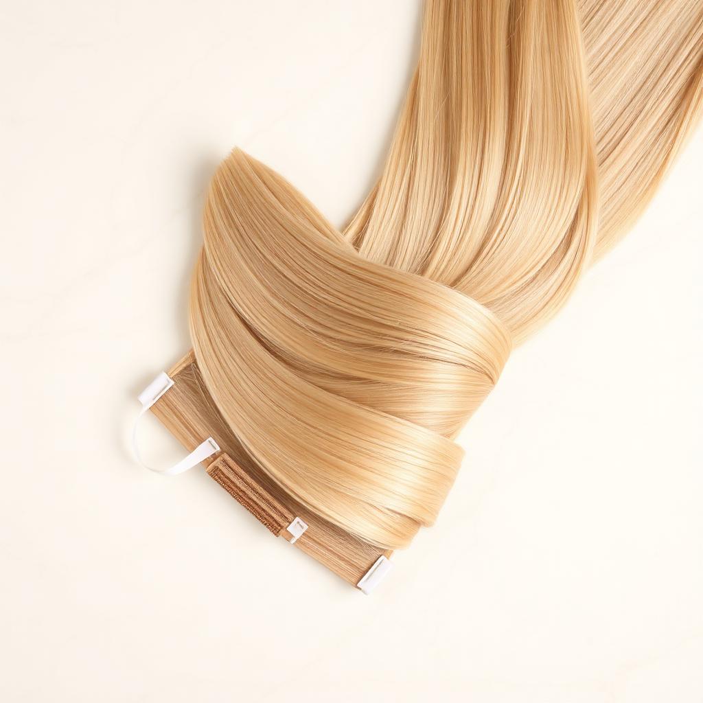Wholesale Honey Blonde #27 Tape-In Extensions in Trakai, Vilnius County (Vilniaus Apskritis), Lithuania — front view · 100% human hair extensions — wholesale from India · Suvita Hair
