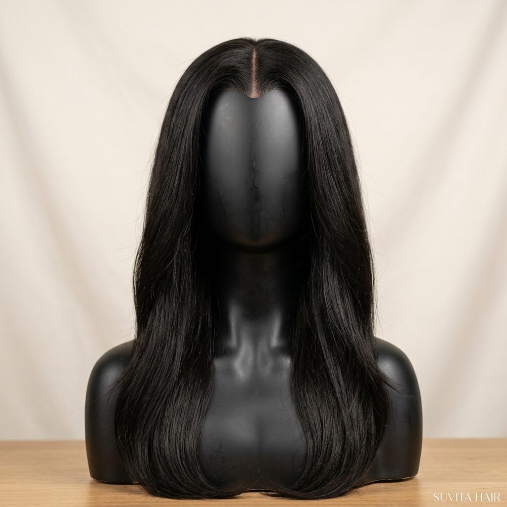 Wholesale V-Part Wig (No Leave-Out) in El Porvenir (Guna Yala Capital), Guna Yala (San Blas Islands Comarca), Panama — front view · 100% human hair extensions — wholesale from India · Suvita Hair